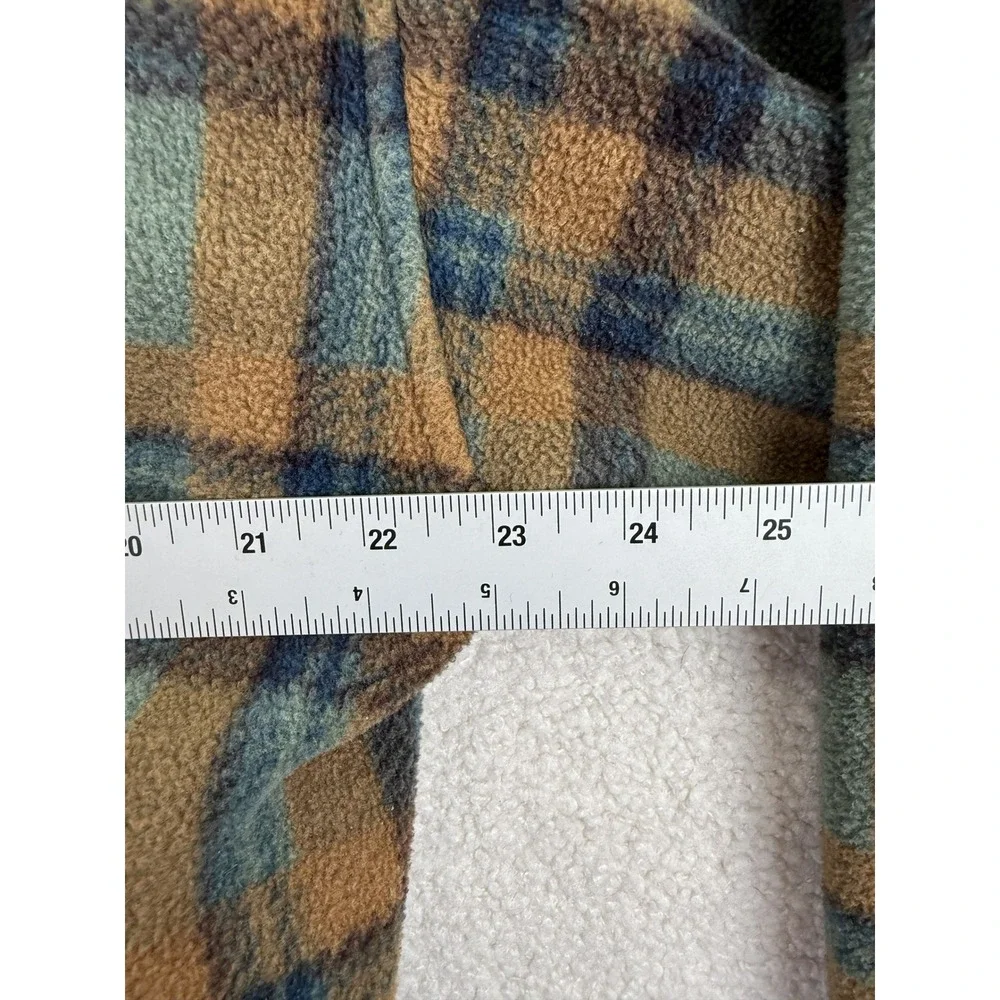 VTG Tommy Hilfiger Plaid Fleece Quarter Zip Mens XL Green Tan Vintage Gorpcore